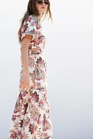 CUT OUT PRINTED POPLIN DRESS