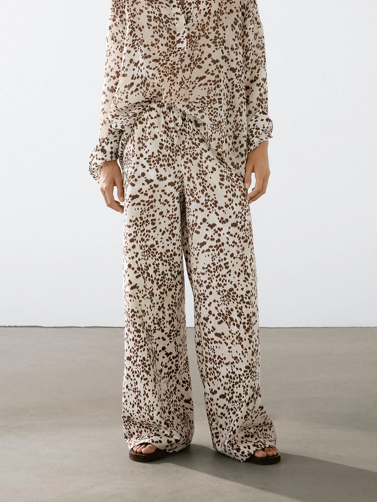 Pantalon droit imprimé animal