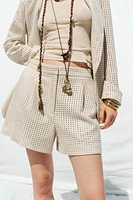 FAUX SUEDE EYELET SHORTS