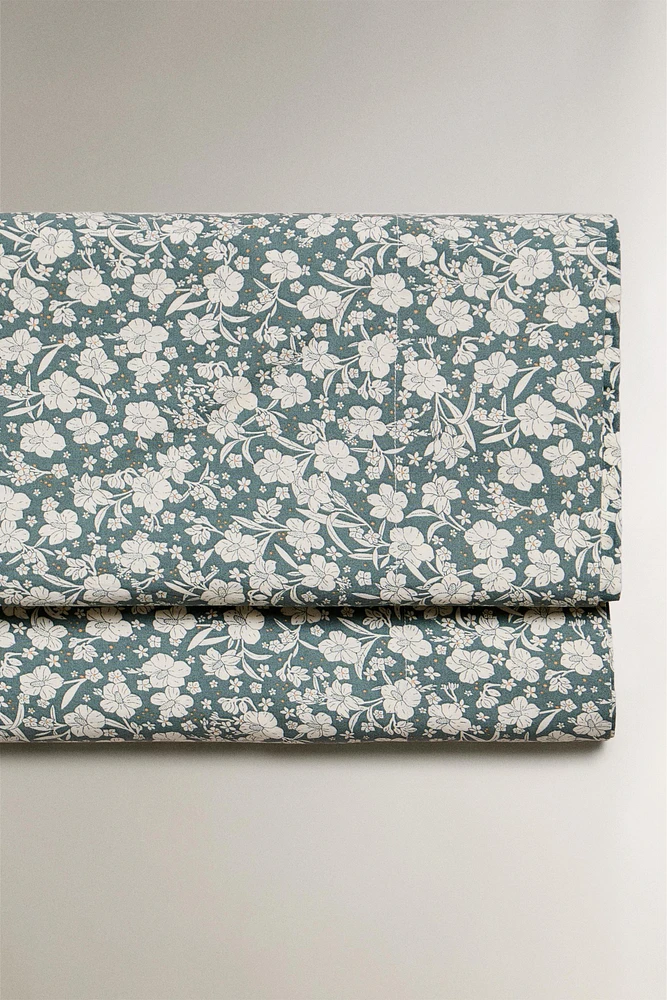 CHILDREN’S TROPICAL FLORAL FLAT SHEET