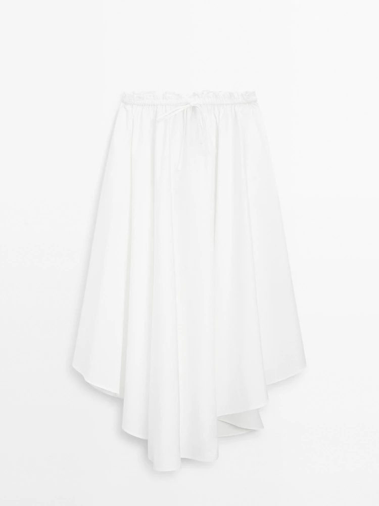 Flowing asymmetric midi skirt