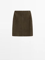 Suede leather mid-length skirt