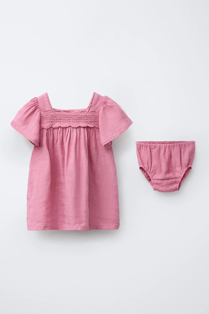 LACE LINEN DRESS WITH PANTIES