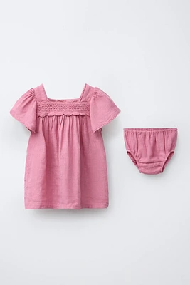 LACE LINEN DRESS WITH PANTIES