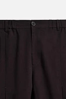 PANTALON EN COTON ET LIN À PLIS
