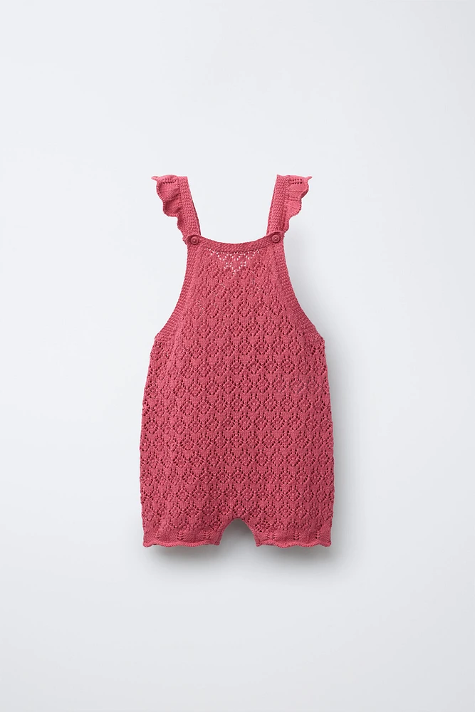 KNIT LACE OVERALL SHORTS