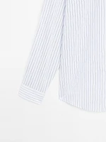 Regular fit striped cotton blend shirt