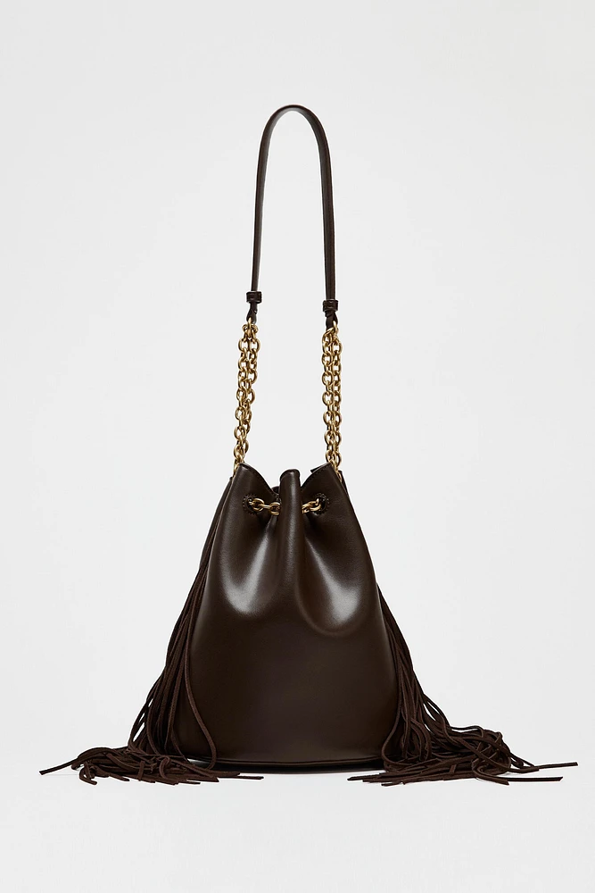 SAC SEAU CYLINDRIQUE À FRANGES