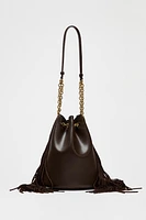 SAC SEAU CYLINDRIQUE À FRANGES