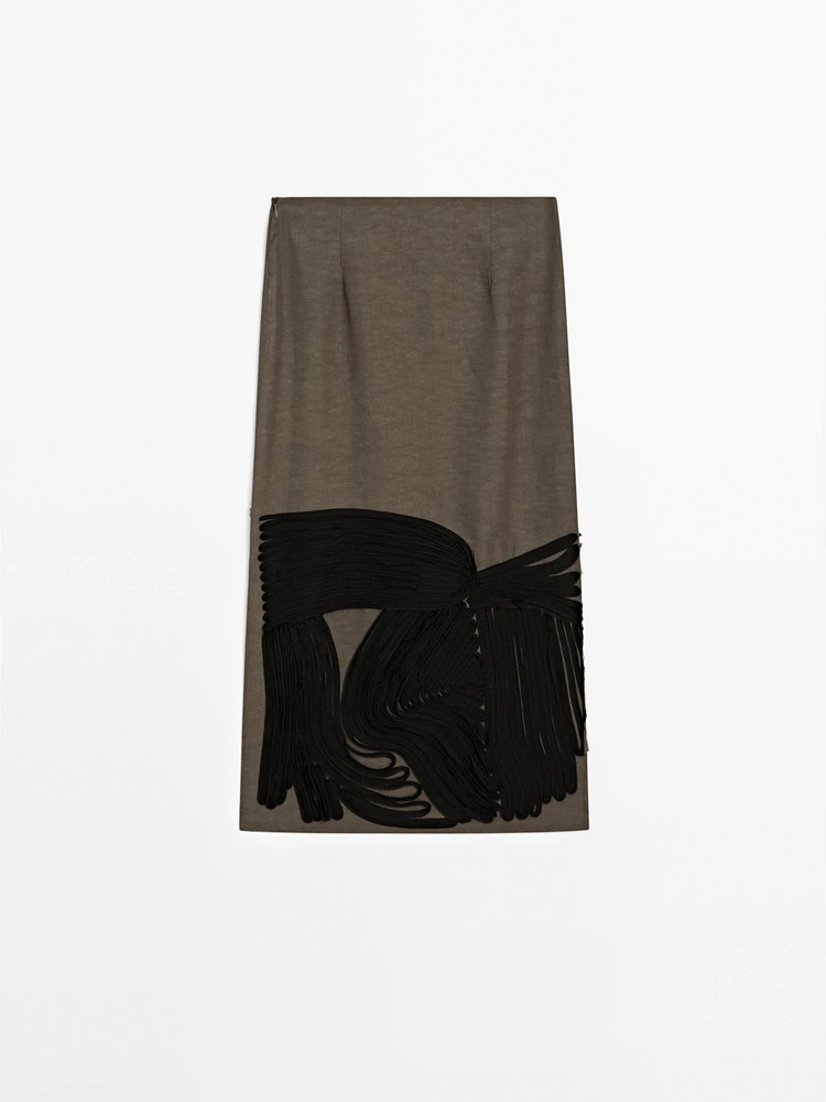 Jupe midi avec rubans contrastants