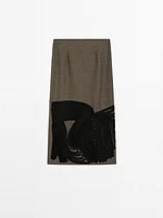 Midi skirt with contrasting trims