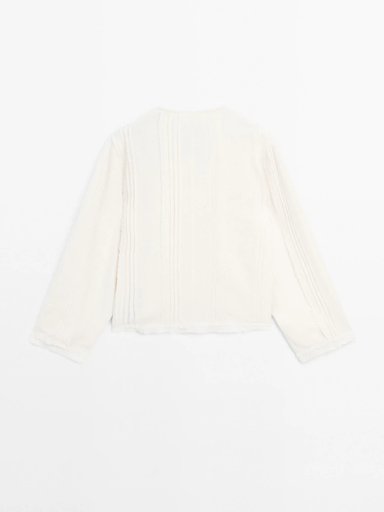 Cotton blend blouse with embroidery