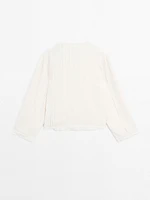 Cotton blend blouse with embroidery