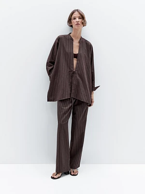Flowing pinstripe kimono