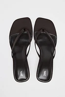 SATIN KITTEN HEEL SANDALS