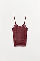 TOP À BRETELLES ET POINTELLE EN TRICOT