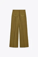 PANTALON À PINCES EN MÉLANGE DE LIN COLLECTION ZW