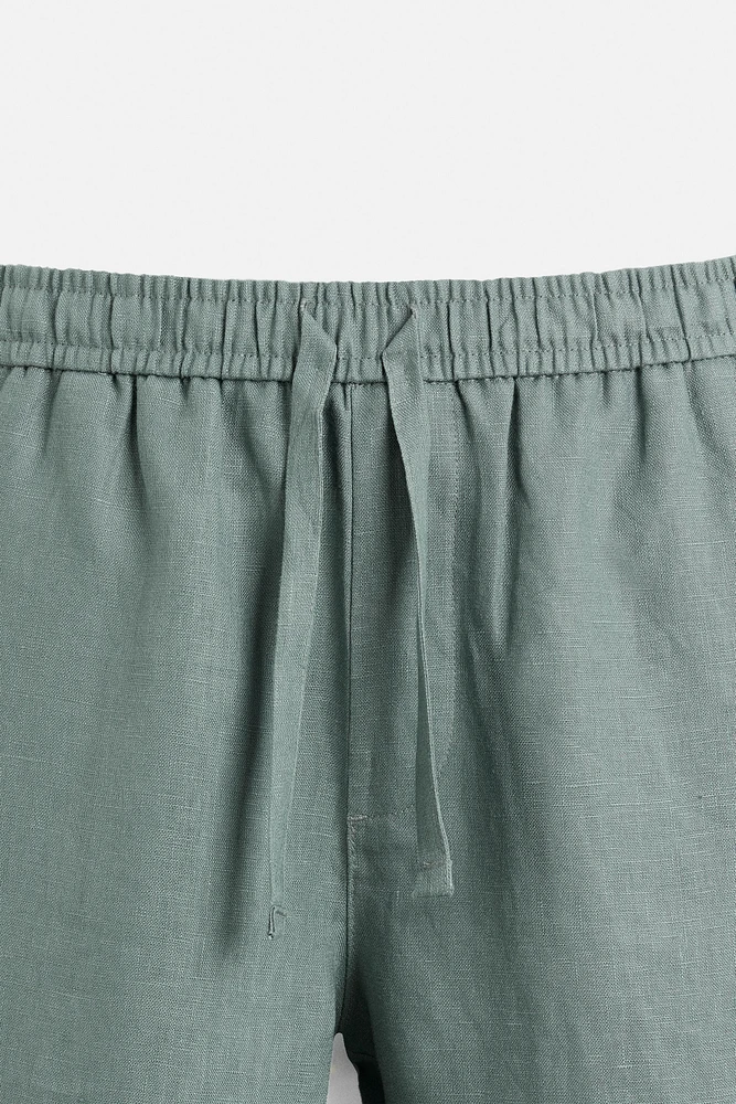 100% LINEN REGULAR FIT PANTS