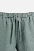 100% LINEN REGULAR FIT PANTS