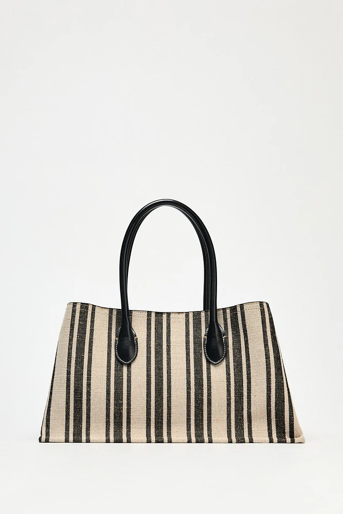 STRIPED CANVAS SHOPPER