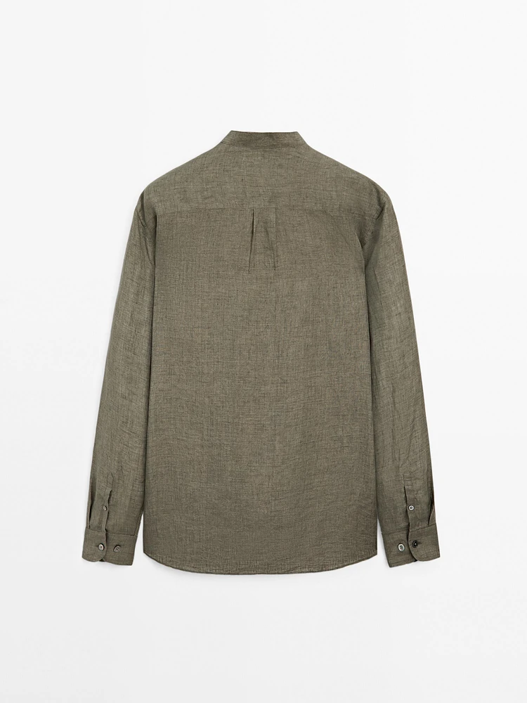 Chemise col mao lin délavé
