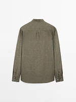 Chemise col mao lin délavé