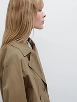Short cotton blend trench jacket