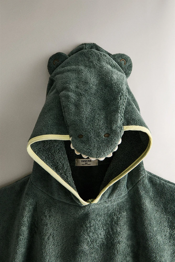 CHILDREN’S VELOUR CROCODILE BEACH PONCHO