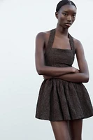 TEXTURED HALTER DRESS
