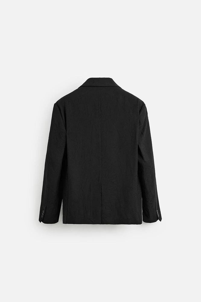 RELAXED FIT WRINKLED JACQUARD BLAZER
