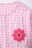 GINGHAM FLORAL PATCH SHIRT