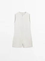 Linen blend short jumpsuit