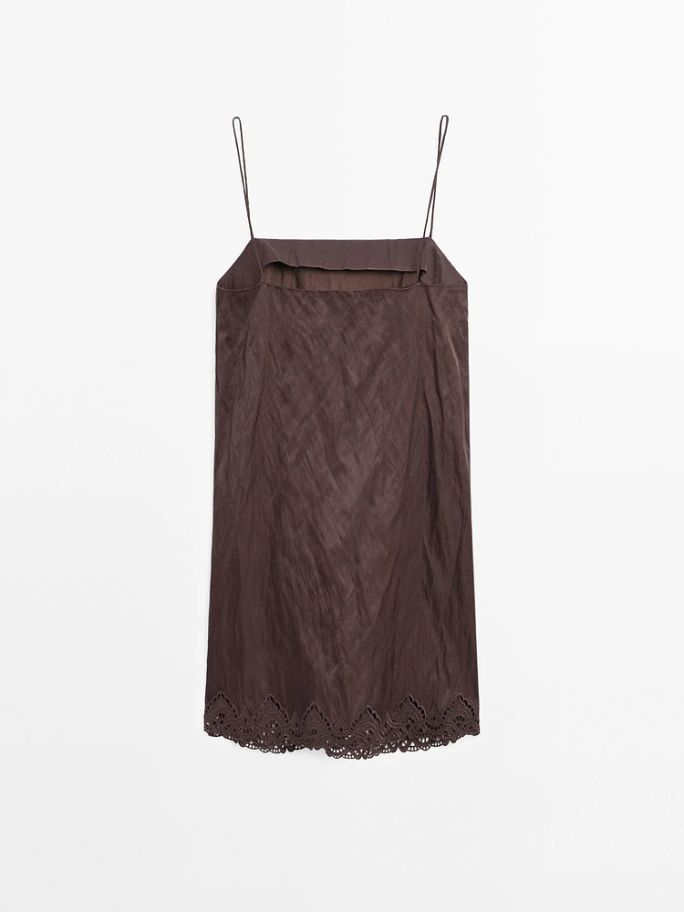 Mini dress with blonde lace detail