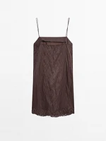 Mini dress with blonde lace detail