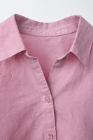 LINEN-BLEND GATHERED SHIRT