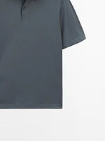 Slim fit cotton blend polo shirt