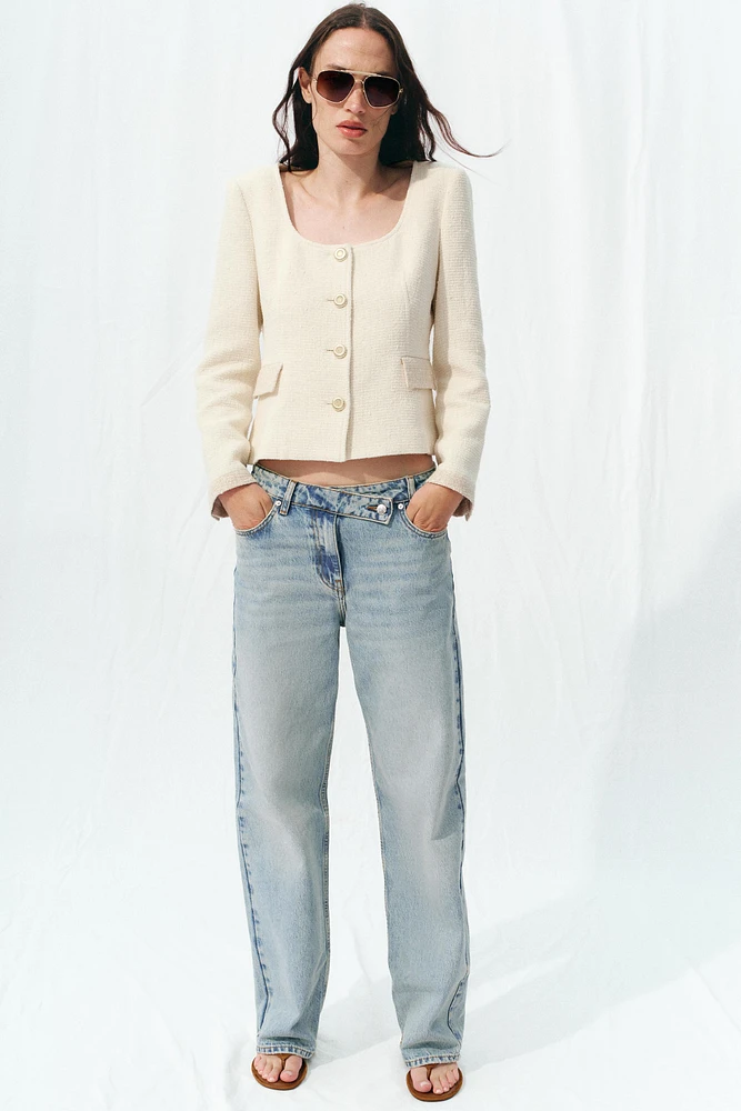 ROUND NECK TEXTURED BLAZER