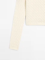 100% cotton cable-knit cardigan