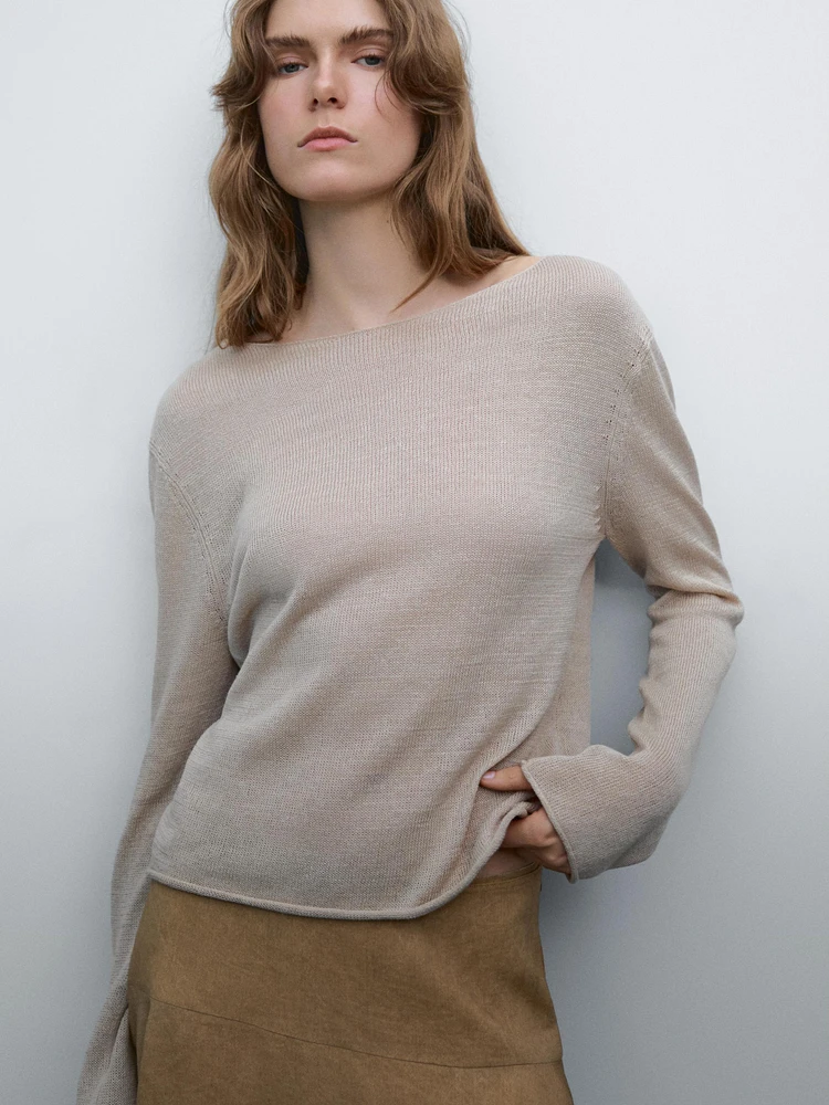 Jupe midi ample lin mélangé