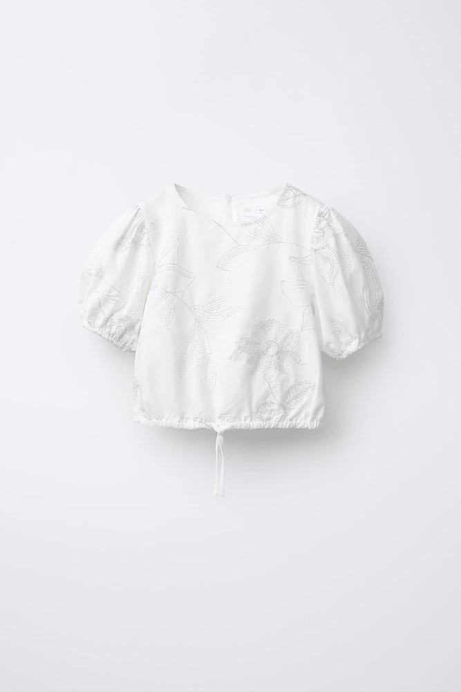 METALLIC FLORAL THREAD TOP