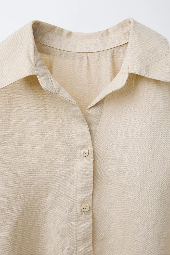 LINEN GATHERED SHIRT