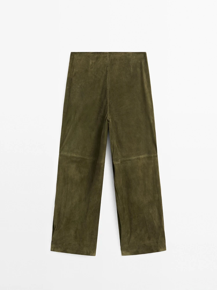 Pantalon balloon en cuir finition daim