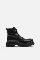 LEATHER LACE-UP BOOTS