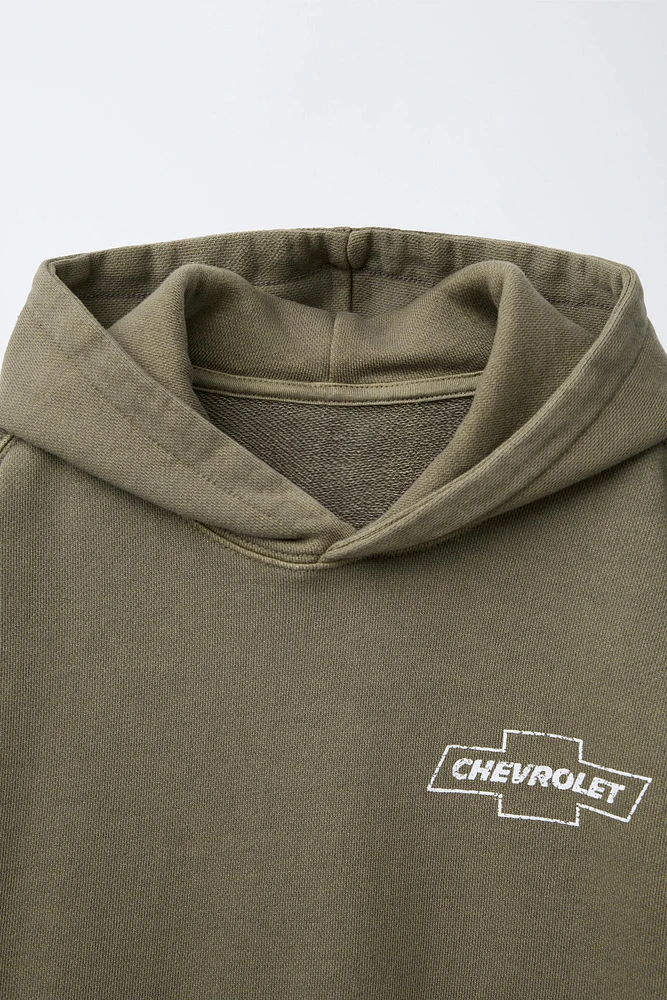 Washed Effect Text Hoodie