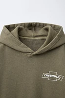 Washed Effect Text Hoodie