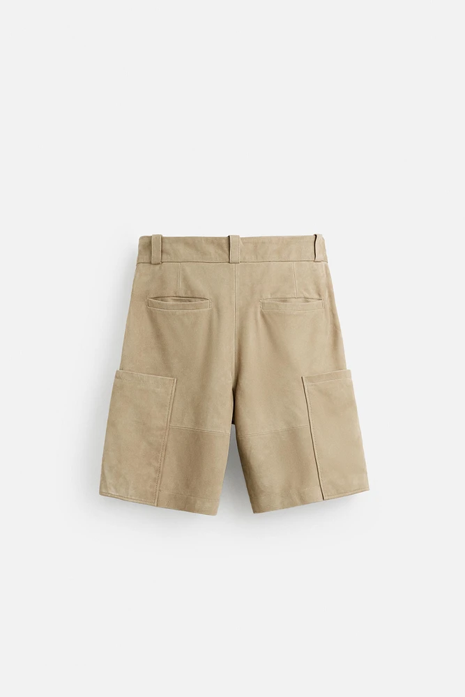 SUEDE CARGO SHORTS