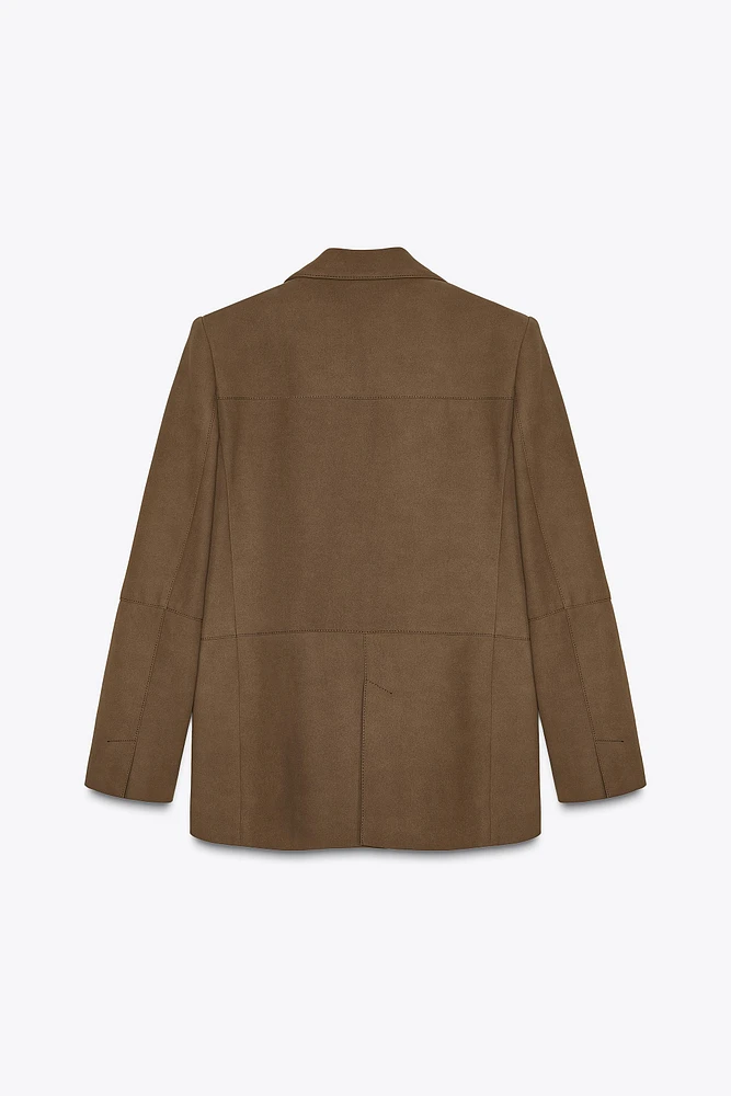 STRAIGHT FIT FAUX SUEDE BLAZER
