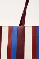 LIMITED EDITION STRIPED LEATHER MAXI SHOPPER