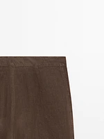100% linen wide-leg trousers