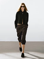 Short linen blend blazer